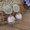 Bollywood Style Meenakari Peach Jhumka Earring