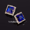 Blue Geometric Crystal Stud Earrings for Women
