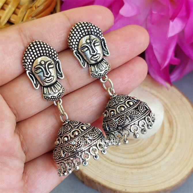 Handmade Oxidised Jhumka Earrings-02 Handmade Oxidised Jhumka Earrings