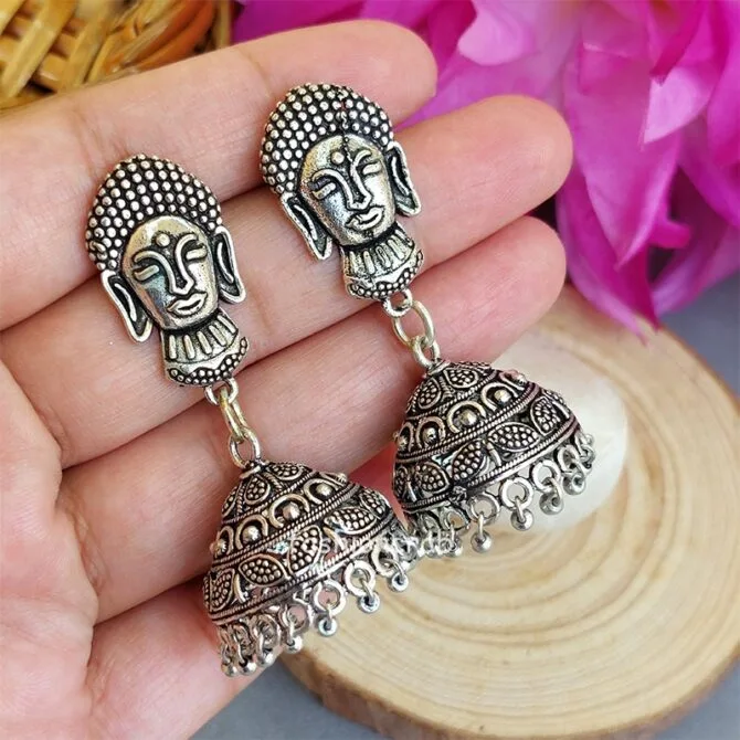 Handmade Oxidised Jhumka Earrings-02 Handmade Oxidised Jhumka Earrings