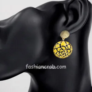 Indian Yellow Round Bohemian Vintage Statement Drop Dangle Earrings for Women