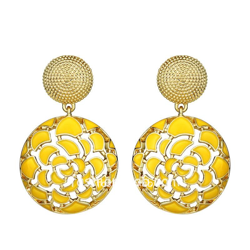 Indian Yellow Round Bohemian Vintage Statement Drop Dangle Earrings The Product Is Already In Wishlist Browse