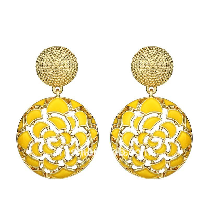 Indian Yellow Round Bohemian Vintage Statement Drop Dangle Earrings for ...