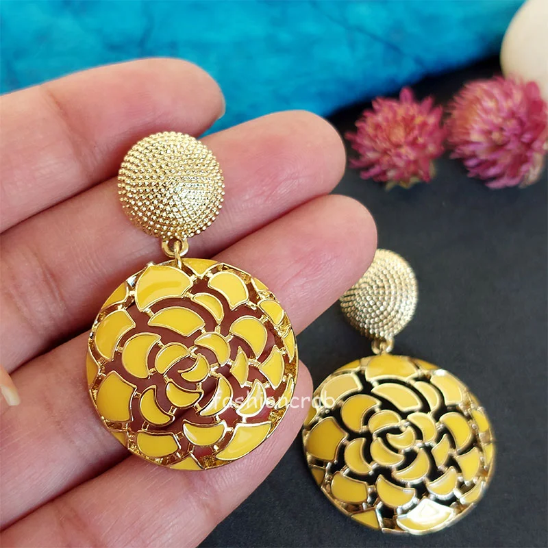 Yellow Bohemian Vintage Statement Earrings for Women