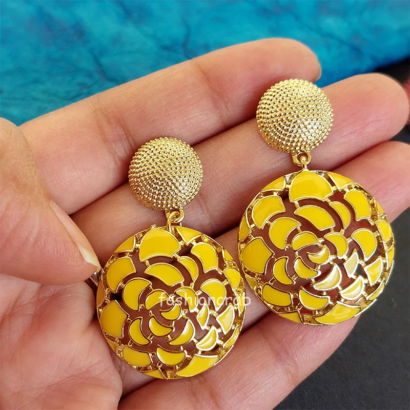 Yellow Bohemian Vintage Statement Earrings for Women