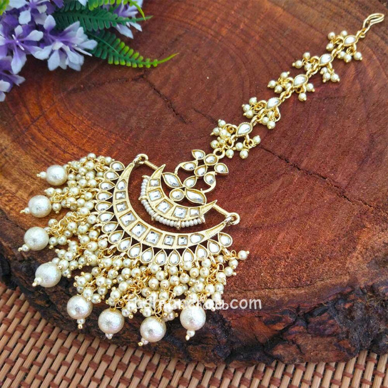 Designer Kundan Pearl MaangTikka Passa Set