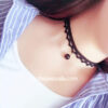 Girls Vintage Style Black Pearl Lace Choker Necklace