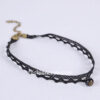 Girls Vintage Style Black Pearl Lace Choker Necklace