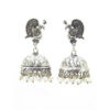 Unique Designer Peacock Style Oxidised Silver Jhumkis
