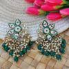 Green Color Enamel Pearl Embellished Chandbali Earring
