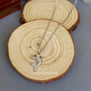 Silver Colour Dolphin Pendant Chain for Girls
