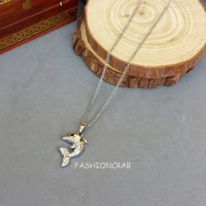 Silver Colour Dolphin Pendant Chain for Girls