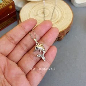 Silver Colour Dolphin Pendant Chain for Girls
