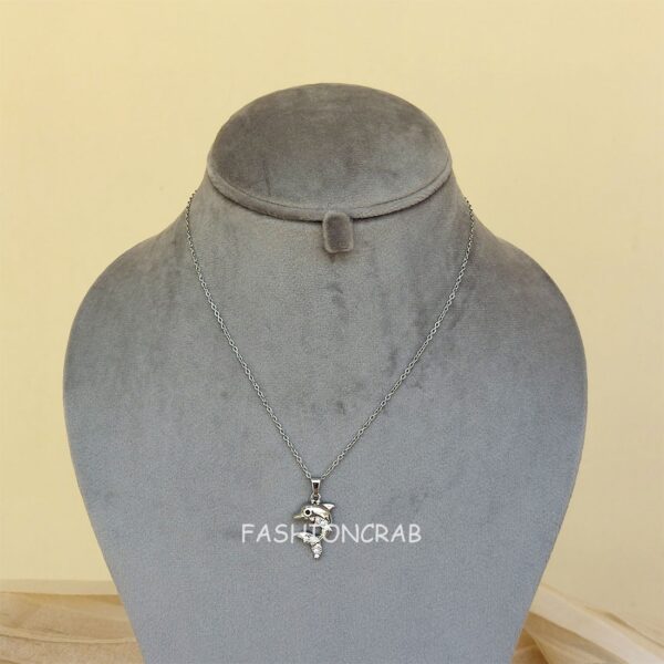 Silver Colour Dolphin Pendant Chain for Girls