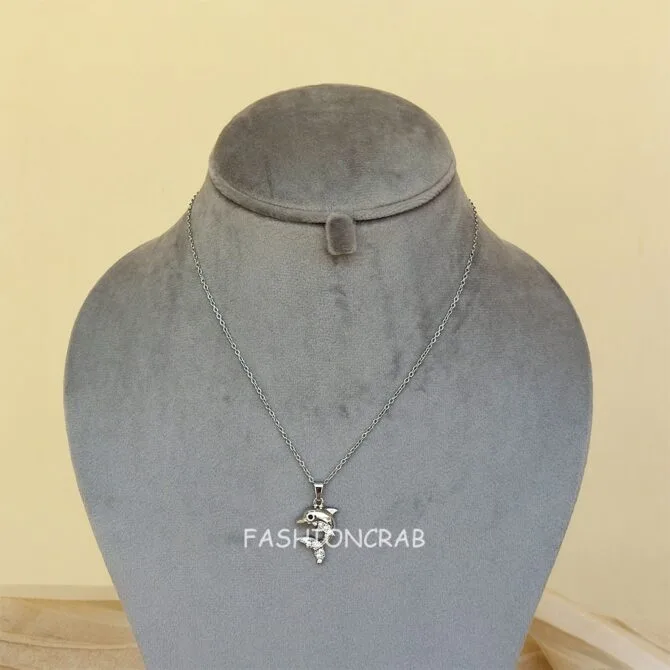 Silver Colour Dolphin Pendant Chain for Girls