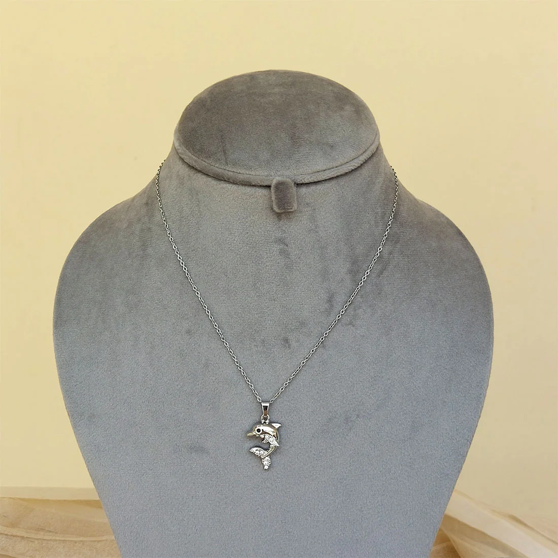 Silver Colour Dolphin Pendant Chain for Girls
