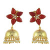 Red Color Stone Earring with Jhumka