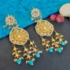 Blue Pearl Kundan Earrings for Saree