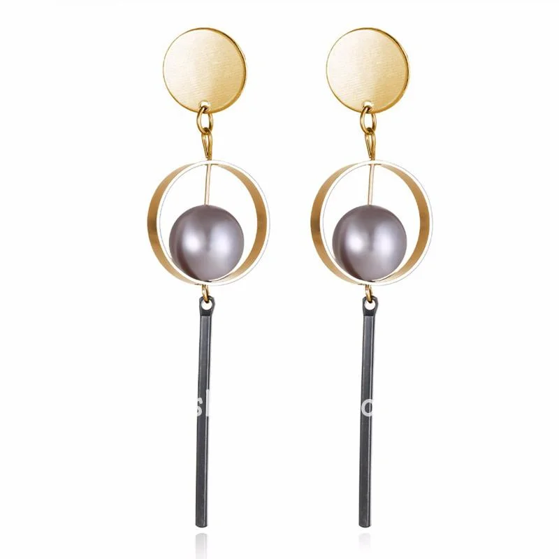 Golden Round Tassel Drop Earring