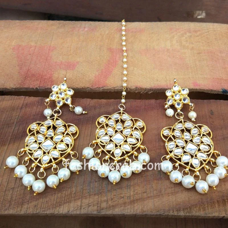 Kundan Drop Earring with Maangtika