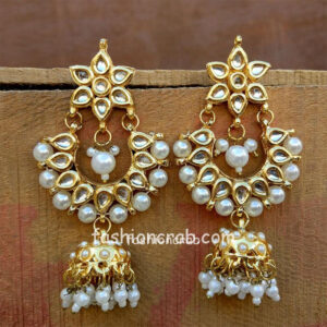 Kundan and Pearl Jhumka Drop Earring