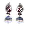 Red Peacock Meenakari Earrings with Jhumka Drop