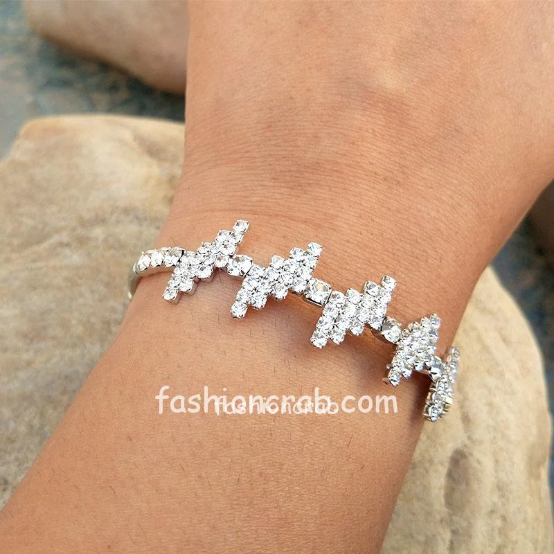 Designer Silver Color Rhinestone Bracelet