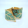 Golden Green Leaf Charm Bracelet