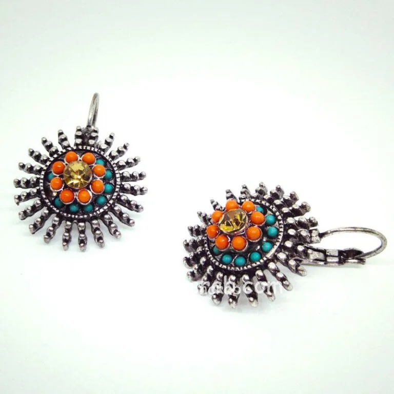 Orange Blue Ethnic Earring