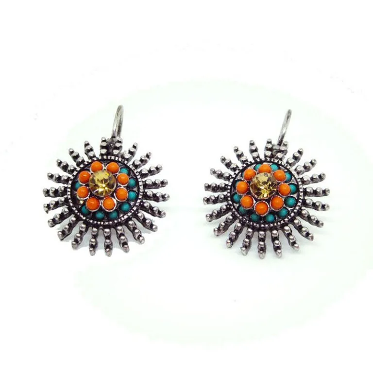Orange Blue Ethnic Earring