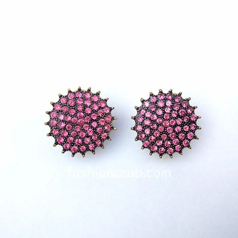 Pink Crystal Stud Girls Earring