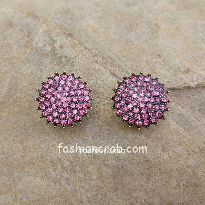 Pink Crystal Stud Girls Earring