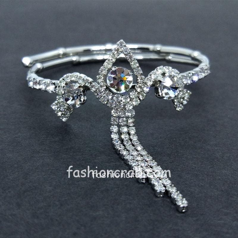 Silver Rhinestone Crystal Bracelet | FashionCrab.com