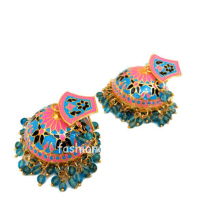 Blue Ethnic Meenakari Jhumka Earring