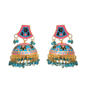 Blue Ethnic Meenakari Jhumka Earring