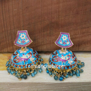 Blue Meenakari Peacock Jhumki Earring