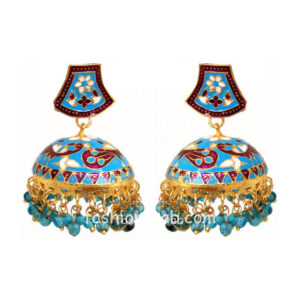 Blue Meenakari Peacock Jhumki Earring