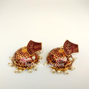 Maroon Meenakari Traditional Jhumki Earring