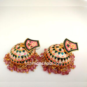 Pink Meenakari Jhumka Earring for Women