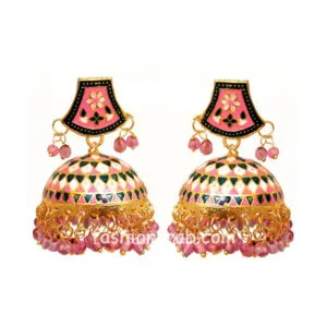 Pink Meenakari Jhumka Earring for Women