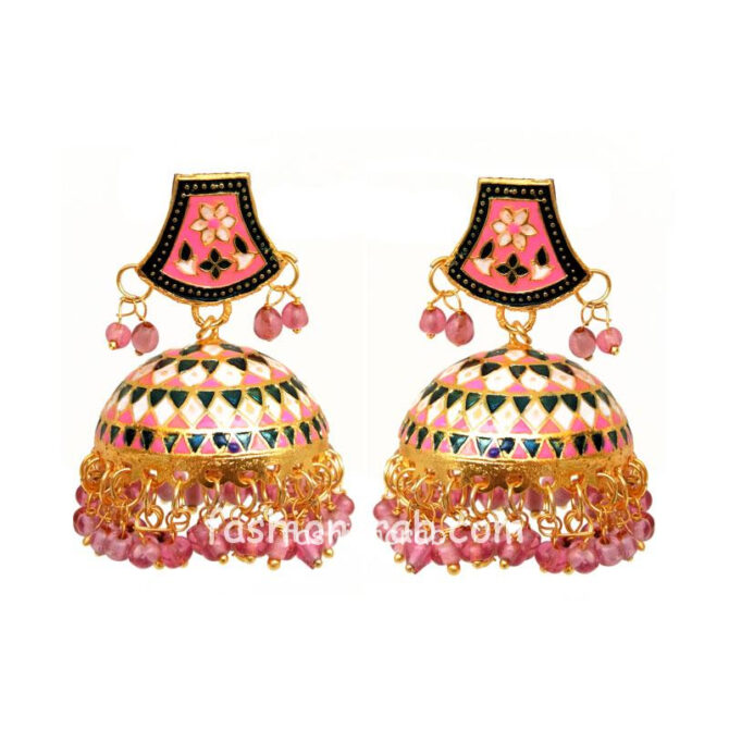 Pink Meenakari Jhumka Earring Pink Meenakari Jhumka Earring for Women