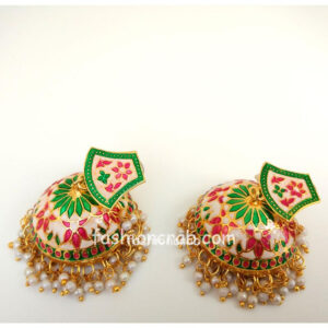 White Meenakari Traditional Earring for Women