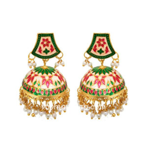 White Meenakari Traditional Earring for Women