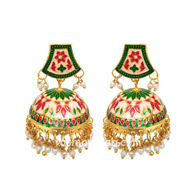 White Meenakari Traditional Earring for Women White Meenakari Traditional Earring for Women