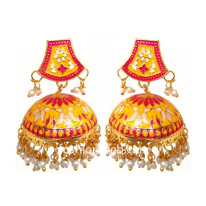 Yellow Meenakari Traditional Earring for Women
