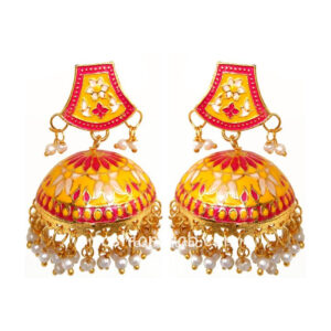 Yellow Meenakari Traditional Earring for Women