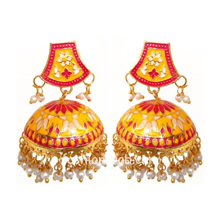 Yellow Meenakari Traditional Earring for Women