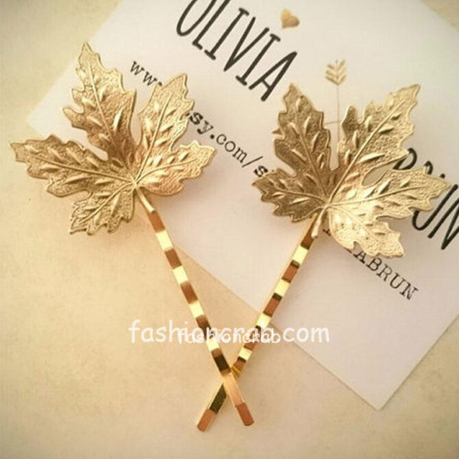 Golden Color Leaf Hair Pin for Women Golden Color Leaf Hair Pin for Women