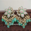 Mint Green Enamel Pearl Embellished Chandbali Earring