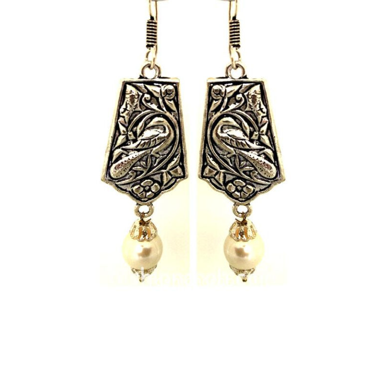 Oxidised Silver Earring with Pearl Drop